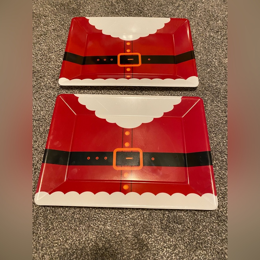 New set of 2 Plastic Serving Plate (Santa)